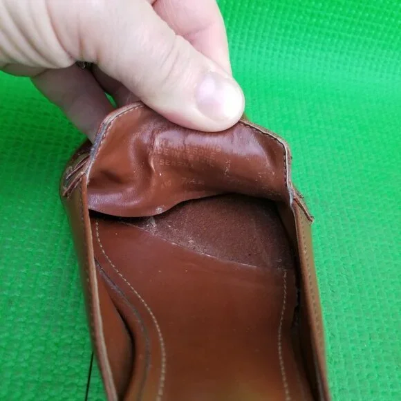 ✅Womens 7.5M Michelle D Brown Leather 3" Heeled Mules Slides D-Ring Strap Accent - Picture 4 of 13